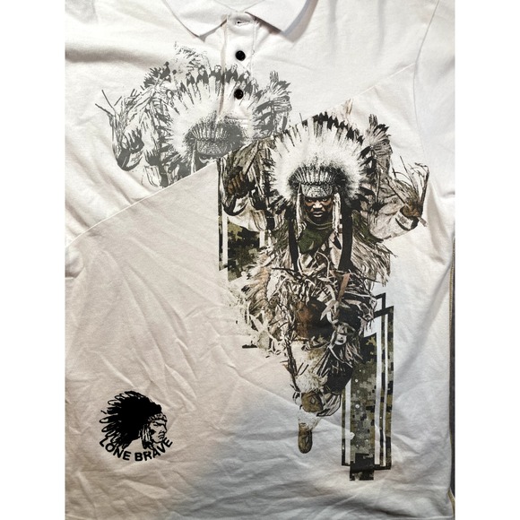 Y2K Hustle Gang 'Lone Brave' White AOP Polo Shirt 2XL - Picture 3 of 8
